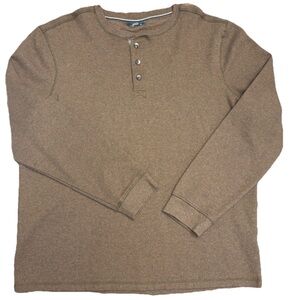 Men’s Thermal Henley Long Sleeve Shirt Brown 3-Button Members Mark Size XL NWOT